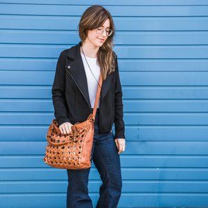 Anabaglish Hadley Woven Leather Crossbody Bag